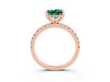 Rose gold Princess Cut Green Sapphire Solitaire Ring with Pavé Band and Four-Prong Setting_27