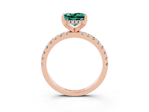Rose gold Princess Cut Green Sapphire Solitaire Ring with Pavé Band and Four-Prong Setting_27