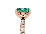 Rose gold Princess Cut Green Sapphire Solitaire Ring with Pavé Band and Four-Prong Setting_29