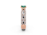 Rose gold Princess Cut Green Sapphire Solitaire Ring with Pavé and Channel Set Band_2