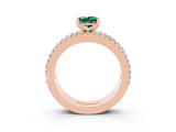 Rose gold Princess Cut Green Sapphire Solitaire Ring with Pavé and Channel Set Band_3