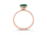 Rose gold Princess Cut Green Sapphire Solitaire Ring with Pave Band and Four Prong Setting_15