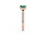 Rose gold Princess Cut Green Sapphire Solitaire Ring with Round  Pavé Band and Four-Prong Setting_46