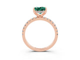 Rose gold Princess Cut Green Sapphire Solitaire Ring with Round  Pavé Band and Four-Prong Setting_47