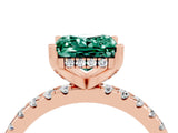 Rose gold Princess Cut Green Sapphire Solitaire Ring with Round  Pavé Band and Four-Prong Setting_48