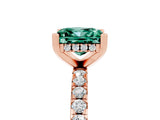 Rose gold Princess Cut Green Sapphire Solitaire Ring with Round  Pavé Band and Four-Prong Setting_49