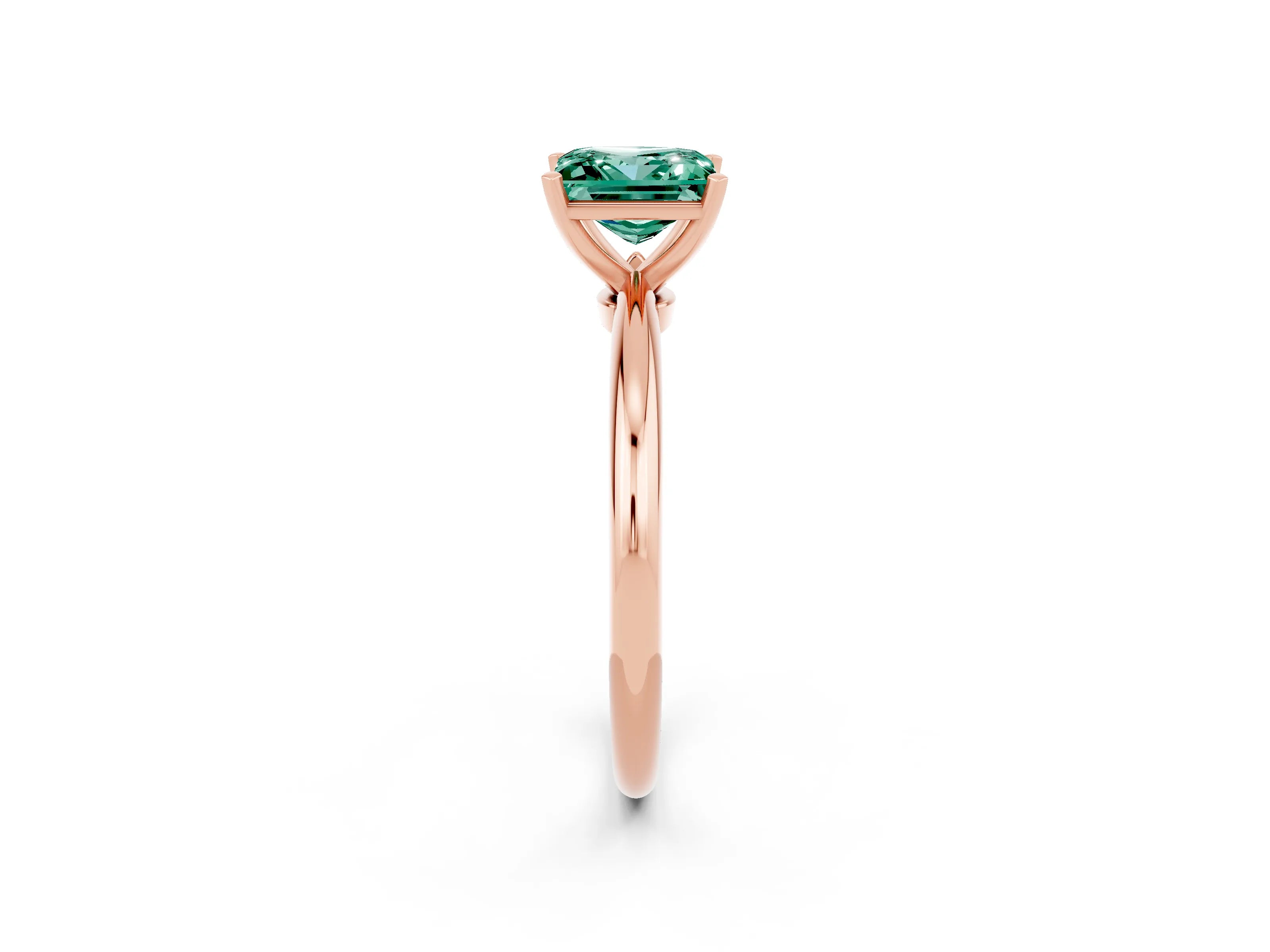 Rose gold Princess Cut Green Sapphire Solitaire Ring with Six-Prong Setting and Classic Band_2