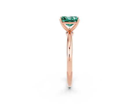 Rose gold Princess Cut Green Sapphire Solitaire Ring with Six-Prong Setting and Classic Band_2