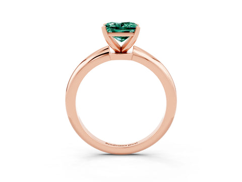 Rose gold Princess Cut Green Sapphire Solitaire Ring with Six-Prong Setting and Classic Band_3