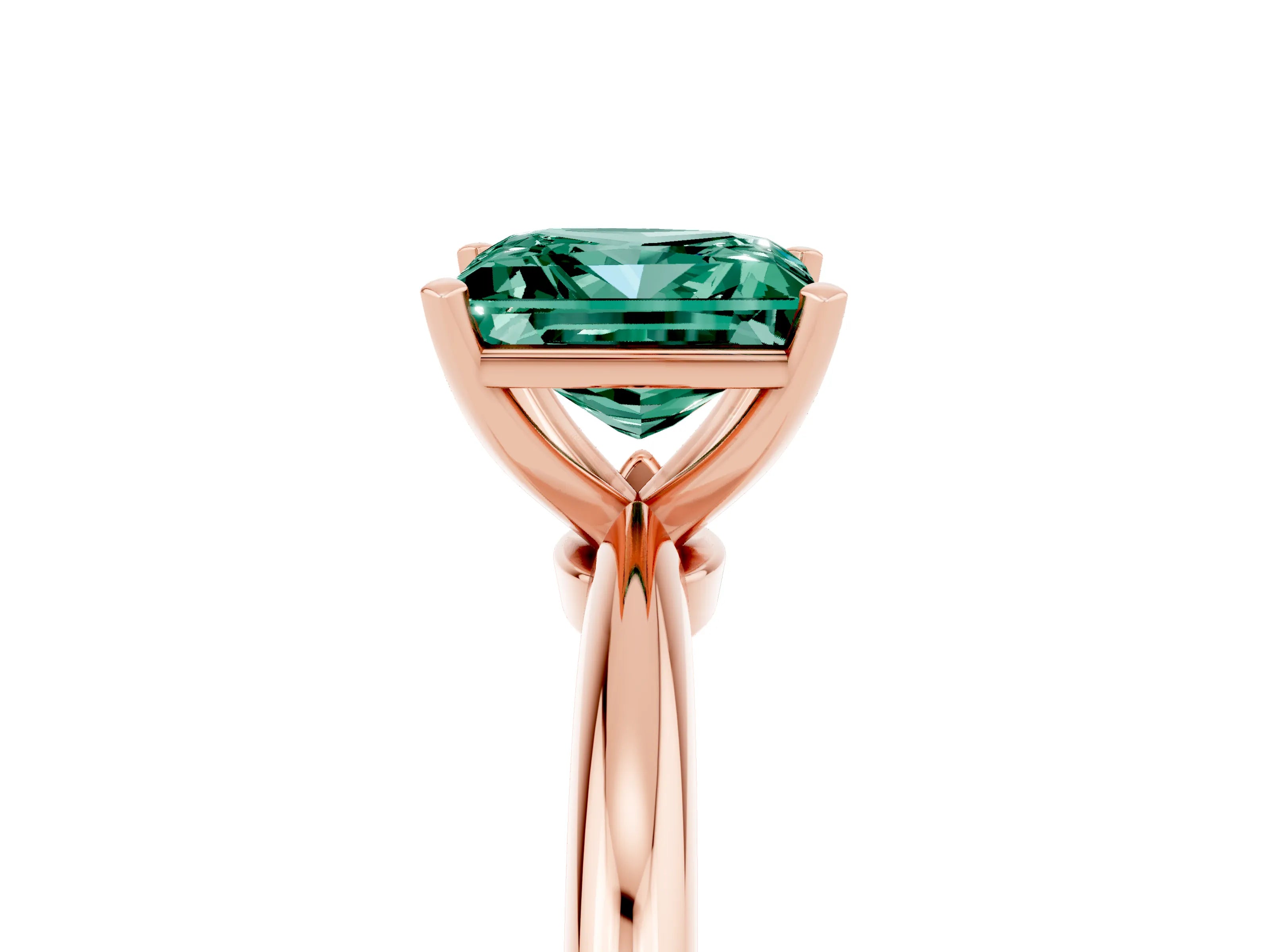 Rose gold Princess Cut Green Sapphire Solitaire Ring with Six-Prong Setting and Classic Band_5