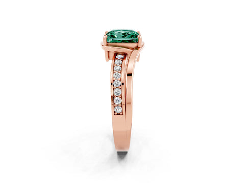 Rose gold Princess Cut Green Sapphire Solitaire Ring with Split Shank and Prong Setting_2