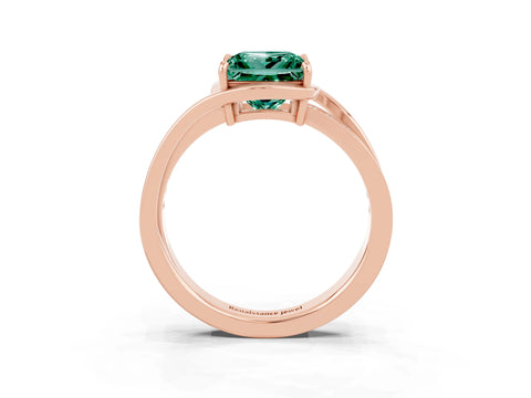 Rose gold Princess Cut Green Sapphire Solitaire Ring with Split Shank and Prong Setting_3