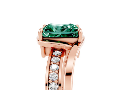 Rose gold Princess Cut Green Sapphire Solitaire Ring with Split Shank and Prong Setting_5