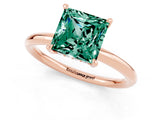 Rose gold Princess Cut Green Sapphire Solitaire Ring with Thin Band and Four-Prong Setting_1