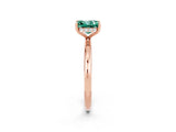 Rose gold Princess Cut Green Sapphire Solitaire Ring with Thin Band and Four-Prong Setting_2
