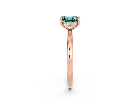 Rose gold Princess Cut Green Sapphire Solitaire Ring with Thin Band and Four-Prong Setting_2
