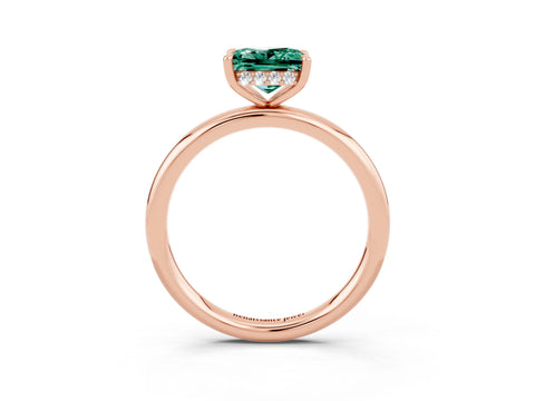 Rose gold Princess Cut Green Sapphire Solitaire Ring with Thin Band and Four-Prong Setting_3