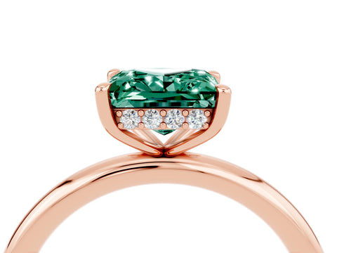 Rose gold Princess Cut Green Sapphire Solitaire Ring with Thin Band and Four-Prong Setting_4