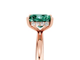 Rose gold Princess Cut Green Sapphire Solitaire Ring with Thin Band and Four-Prong Setting_5