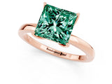 Rose gold Princess Cut Green Sapphire Solitaire Ring with Thin Band and Prong Setting_13