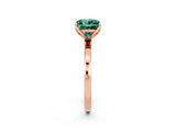 Rose gold Princess Cut Green Sapphire Solitaire Ring with Thin Band and Prong Setting_14