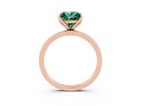 Rose gold Princess Cut Green Sapphire Solitaire Ring with Thin Band and Prong Setting_15