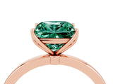 Rose gold Princess Cut Green Sapphire Solitaire Ring with Thin Band and Prong Setting_16
