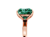 Rose gold Princess Cut Green Sapphire Solitaire Ring with Thin Band and Prong Setting_17