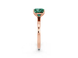 Rose gold Princess Cut Green Sapphire Solitaire Ring with Thin Band and Prong Setting_26