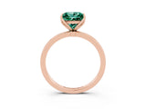 Rose gold Princess Cut Green Sapphire Solitaire Ring with Thin Band and Prong Setting_27
