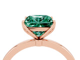 Rose gold Princess Cut Green Sapphire Solitaire Ring with Thin Band and Prong Setting_28