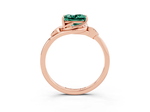 Rose gold Princess Cut Green Sapphire Solitaire Ring with Twist Band and Four-Prong Setting_27