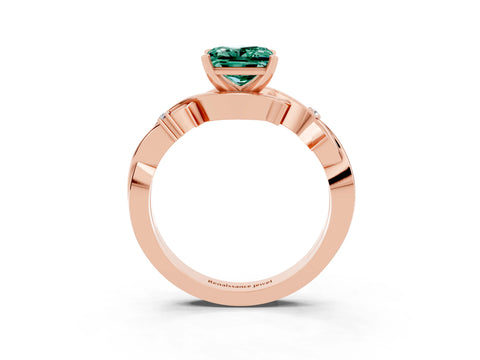 Rose gold Princess Cut Green Sapphire Solitaire Ring with Twisted Band and Prong Setting_3