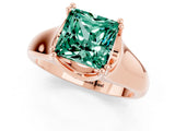 Rose gold Princess Cut Green Sapphire Solitaire Ring with Wide Band and Prong Setting_1