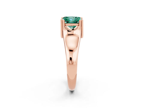 Rose gold Princess Cut Green Sapphire Solitaire Ring with Wide Band and Prong Setting_2