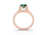 Rose gold Princess Cut Green Sapphire Solitaire Ring with Wide Band and Prong Setting_3