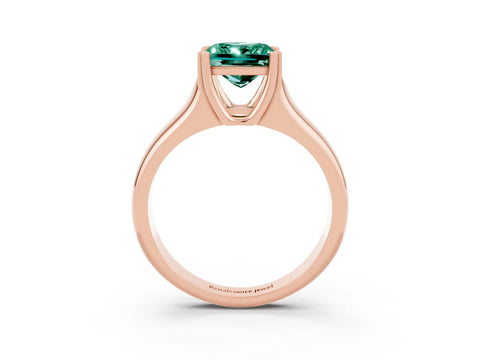 Rose gold Princess Cut Green Sapphire Solitaire Ring with Wide Band and Prong Setting_3
