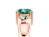 Rose gold Princess Cut Green Sapphire Solitaire Ring with Wide Band and Prong Setting_5