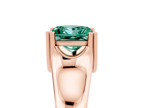 Rose gold Princess Cut Green Sapphire Solitaire Ring with Wide Band and Prong Setting_5