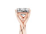 Rose gold Princess Cut Green Sapphire   Solitaire Twist Band Prong Setting Ring_17
