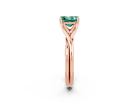 Rose gold Princess Cut Green Sapphire Solitaire Twist Band Prong Setting Ring_50
