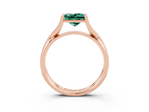 Rose gold Princess Cut Green Sapphire Solitaire Twist Band Prong Setting Ring_51