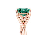 Rose gold Princess Cut Green Sapphire Solitaire Twist Band Prong Setting Ring_53