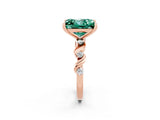 Rose gold Princess Cut Green Sapphire Solitaire Twisted Band with Round  Accents and Prong Setting_14