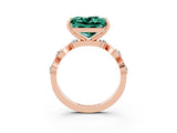 Rose gold Princess Cut Green Sapphire Solitaire Twisted Band with Round  Accents and Prong Setting_15