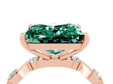 Rose gold Princess Cut Green Sapphire Solitaire Twisted Band with Round  Accents and Prong Setting_16