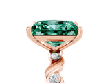 Rose gold Princess Cut Green Sapphire Solitaire Twisted Band with Round  Accents and Prong Setting_17