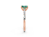 Rose gold Princess Cut Green Sapphire Solitaire with Side Baguettes and Channel Set Band_2