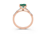 Rose gold Princess Cut Green Sapphire Solitaire with Side Baguettes and Channel Set Band_3