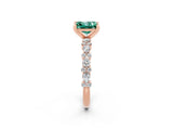 Rose gold Princess Cut Green Sapphire Solitaire with Side Stones, Pave Band, Four-Prong Setting_38